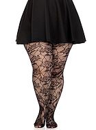 Romantische Strumpfhosen, Netz, Blumen, Plus Size